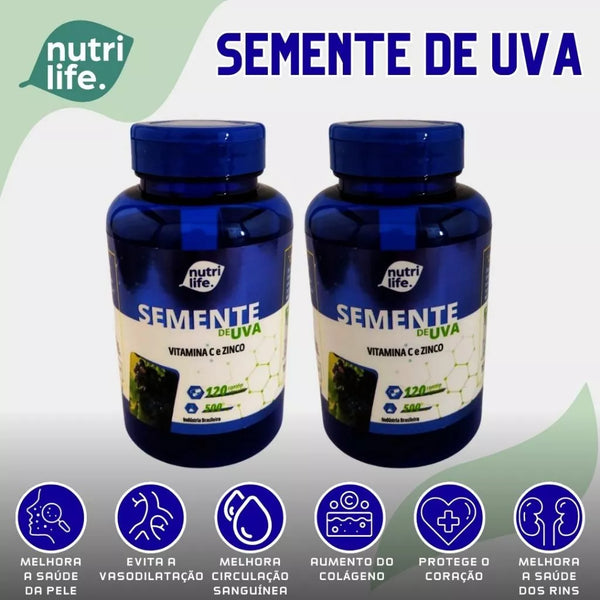 2 UN Resveratrol - Semente De Uva/ vitamina c e zinco 120 capsulas 500mg