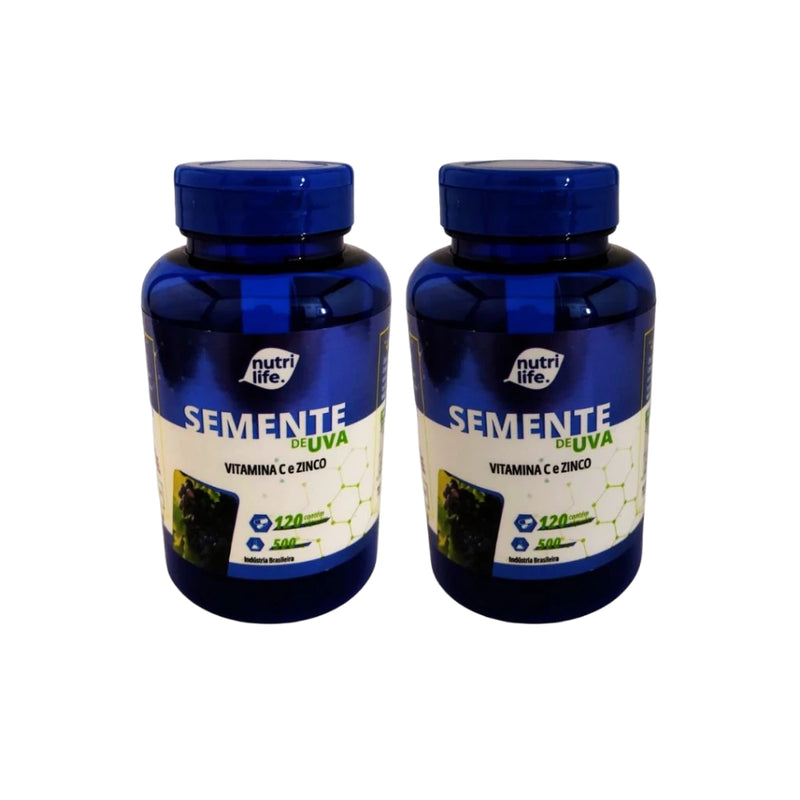 2 UN Resveratrol - Semente De Uva/ vitamina c e zinco 120 capsulas 500mg